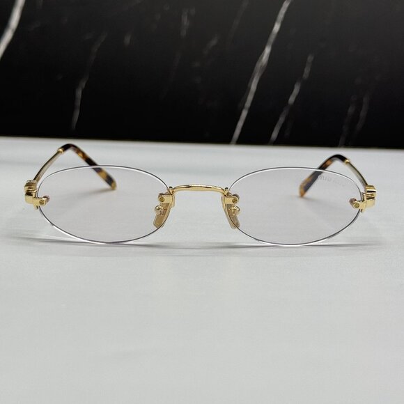 NEW MIU MIU MUA54S 5AK08N OVAL SUNGLASSES GOLD/CLEAR WOMEN MU A54S, SMU A54 main image 5